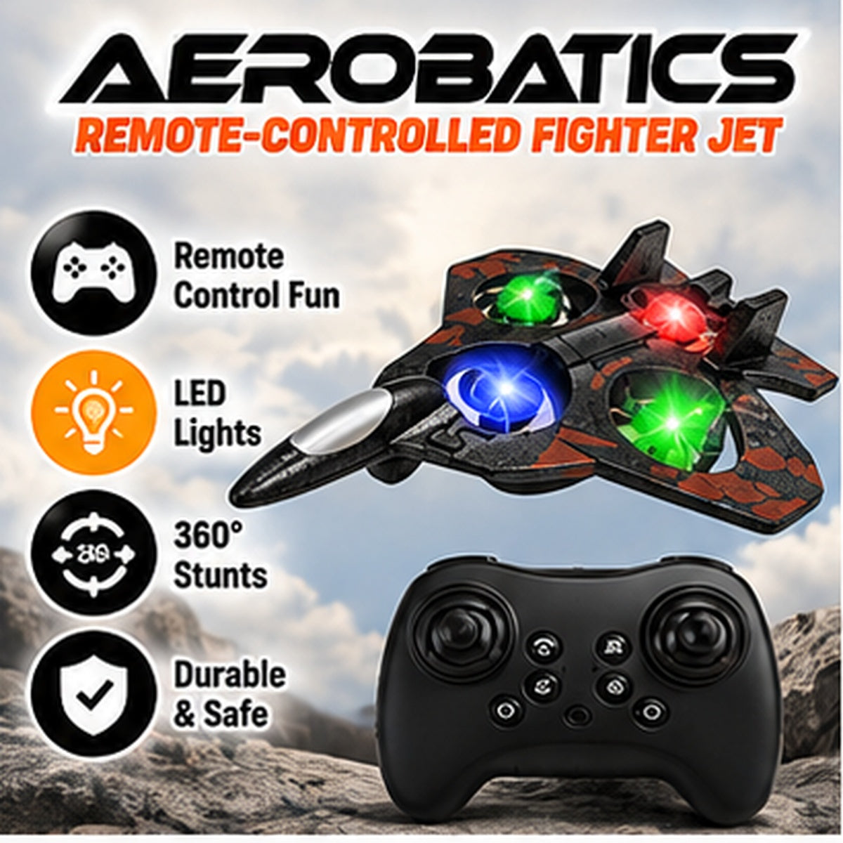 Remote Control Flying Quadcopter with LED Lights