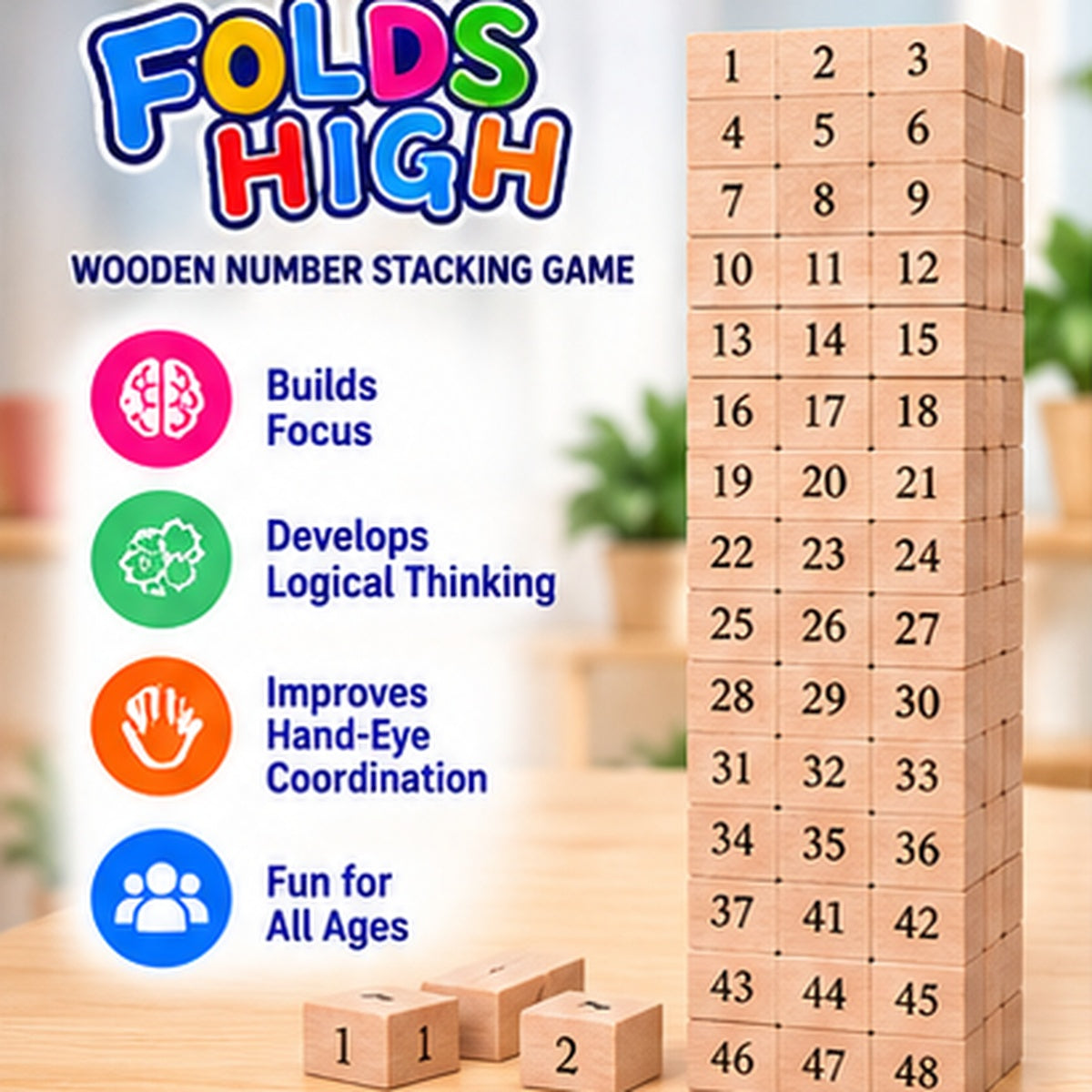 Wooden Number Stacking Tower