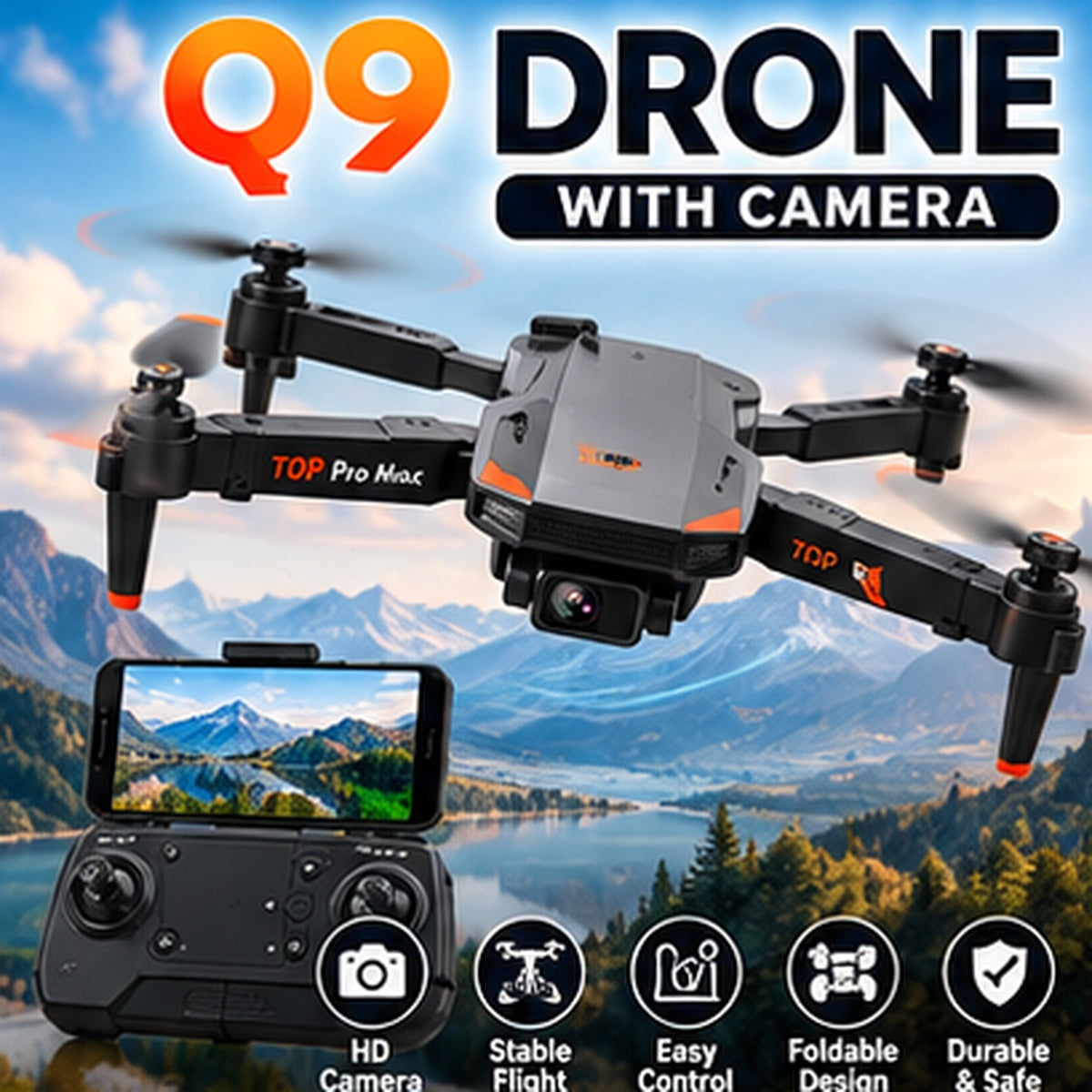 Q9 Foldable RC Drone with HD Camera