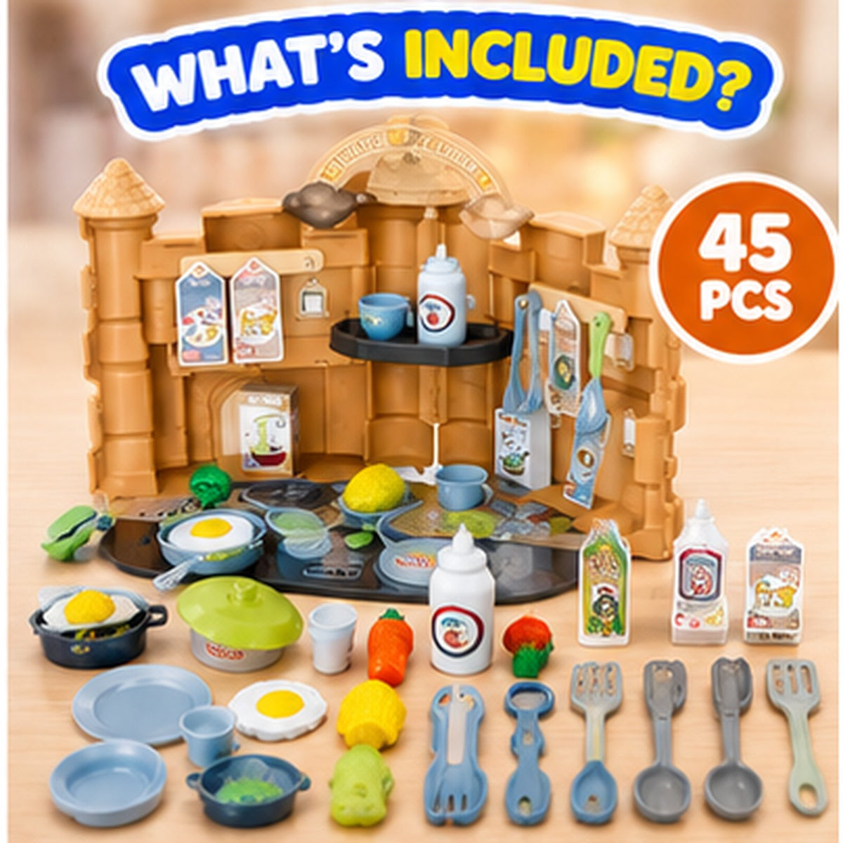 45-Piece Pretend Cooking & Housekeeping Set