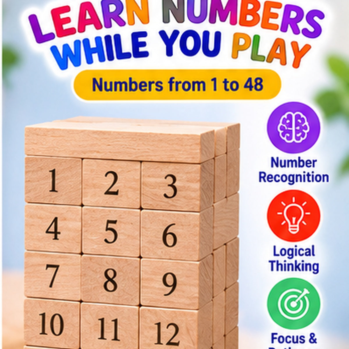 Wooden Number Stacking Tower