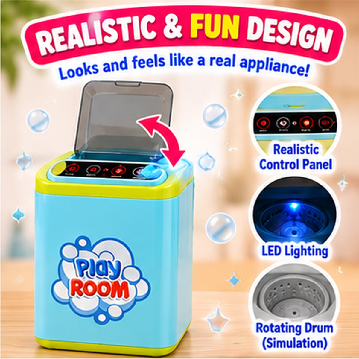 Interactive Vacuum Cleaner & Washing Machine Toy