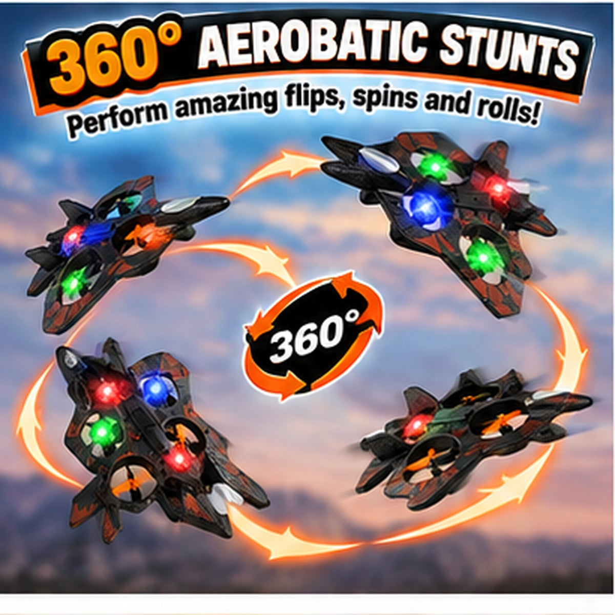 Remote Control Flying Quadcopter with LED Lights