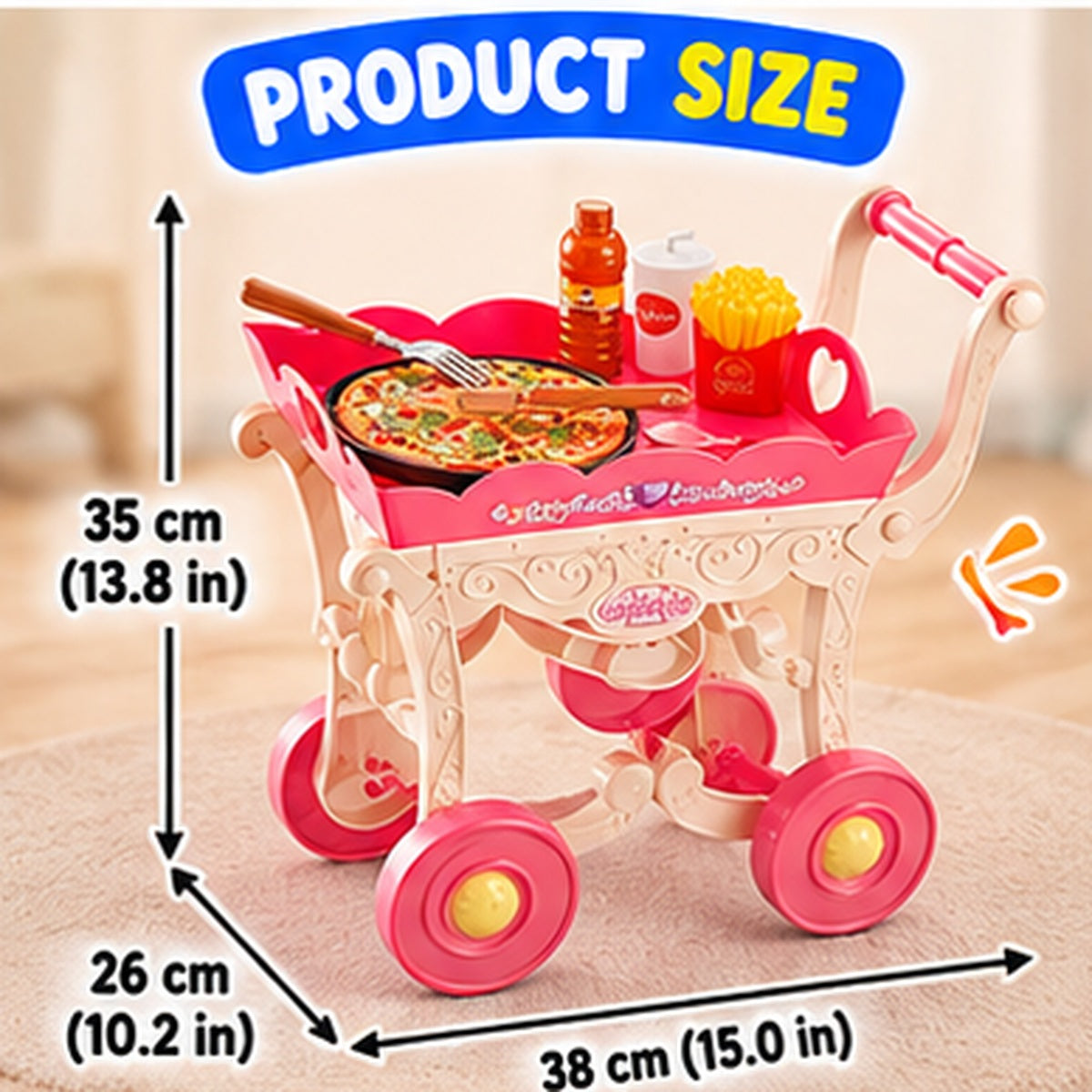 32-Piece Pretend Food & Serving Cart