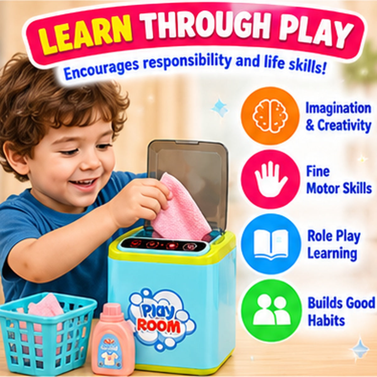 Interactive Vacuum Cleaner & Washing Machine Toy