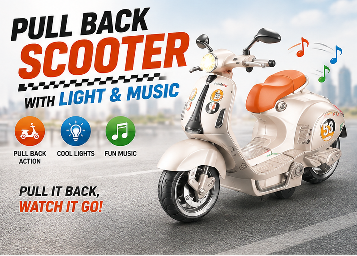 Pull-Back Scooter Toy with Lights & Music