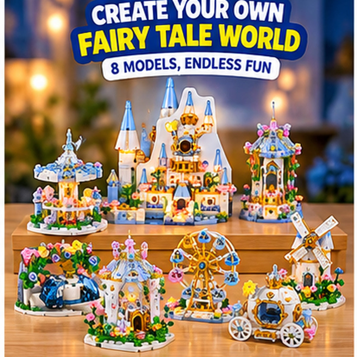Wonderland Castle Building Blocks Set – 8 Models