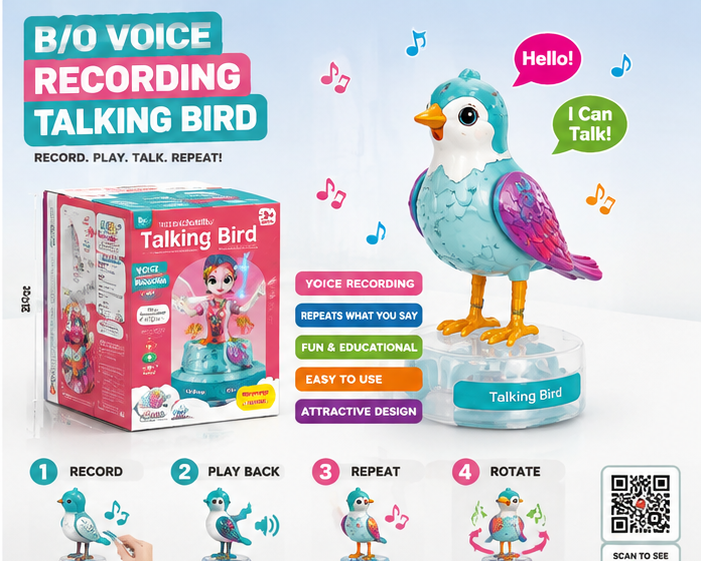 Interactive Voice Recording Talking Bird Toy