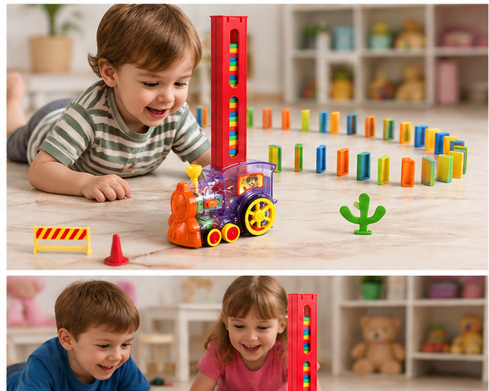 Automatic Domino Train Set for Kids