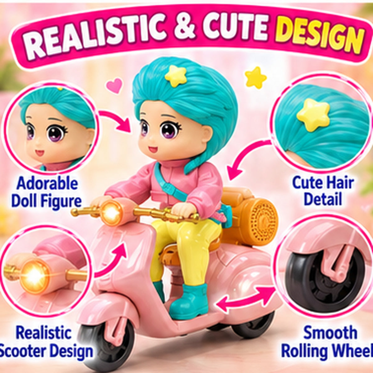 Fashion Doll with Electric Toy Scooter