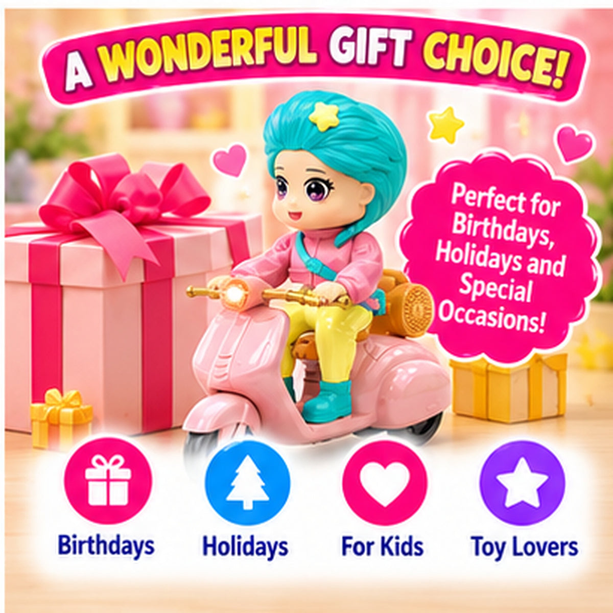 Fashion Doll with Electric Toy Scooter
